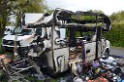 Wohnmobil ausgebrannt Koeln Porz Linder Mauspfad P005